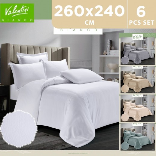Valentini (K) Patterned Hotel Line Comforter 6 Pieces 260x240 Cm  - delivered by Taw9eel within 48 working hour 