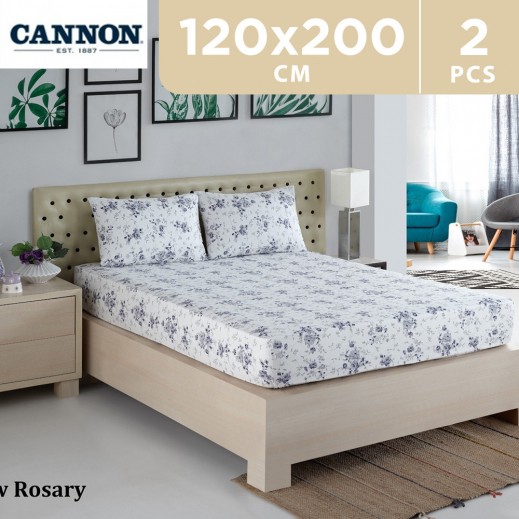 Cannon Fitted Printed Turkish Cotton Bed Sheet 120 x 200cm - 2 Pieces - delivered by Taw9eel within 48 working hour 