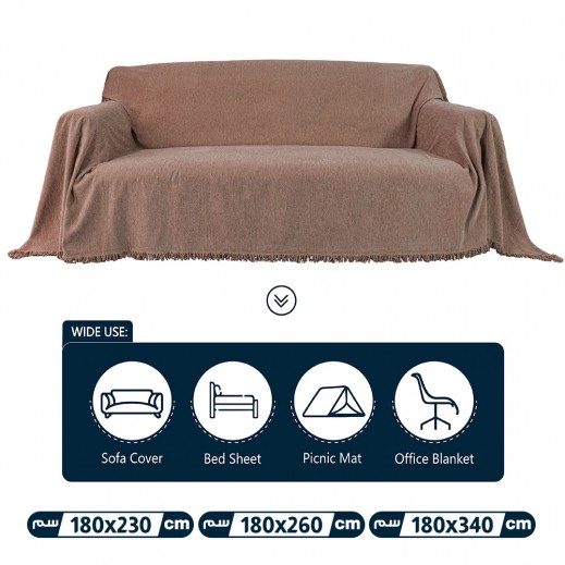 Cannon Chenille Stain Resistant Sofa Cover Dark Beige - delivered by SFC within 48 working hour 