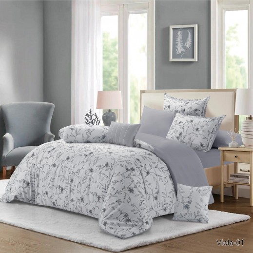 Classic King Size Printed Comforter Set 230 × 260cm 9 Pieces - delivered by Taw9eel within 48 working hour 