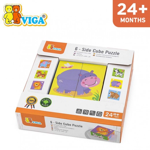 Viga 6-Side Cube Puzzle 4 Pcs - Wild Animals (24+ Months) - delivered by within 24 Hours 