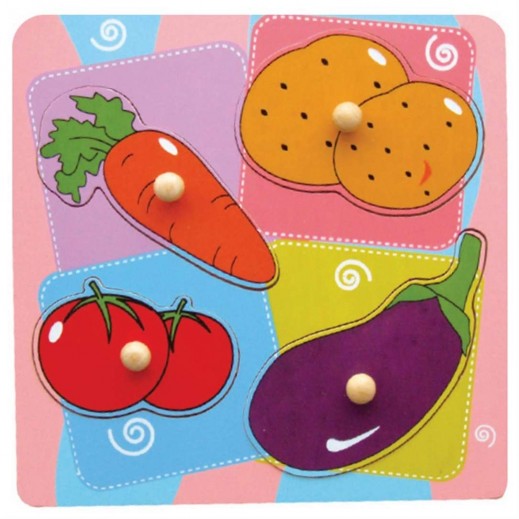 Viga Flat Puzzle - Vegetables 4 Pcs (12+ Months) - delivered by within 24 Hours 