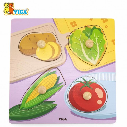 Viga Toys Wooden Knob Puzzle Vegetable (1.5+ Years) - delivered by within 24 Hours 