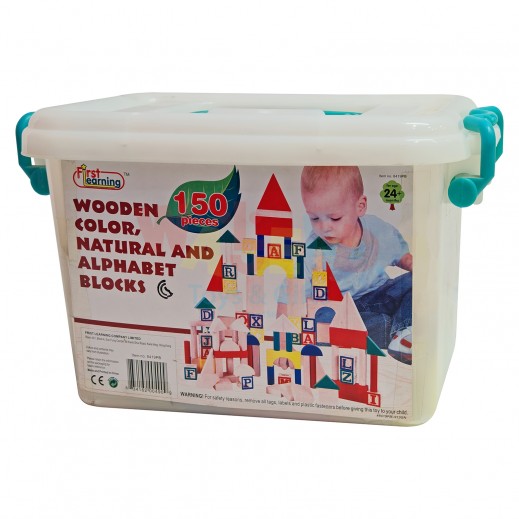 Wooden Color Natural And Alphabet Blocks 150 Pieces - delivered by within 24 Hours 