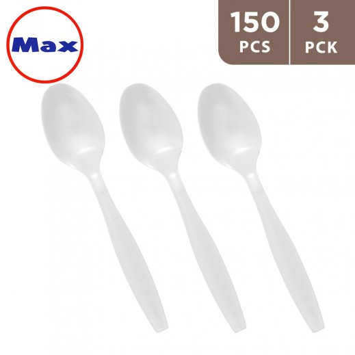 Max Plastic Spoon White 6 Inch 50 Pieces ( 3 Packs )