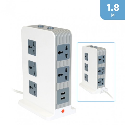 11-Socket 250V 13A Power Extension with 2 USB Ports 