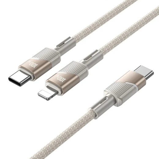 Hoco USB C to USB C & Lightning 100W Fast Charging Data Cable -Gold