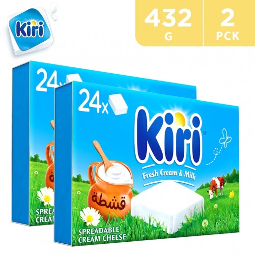 Kiri Spreadable Cream Cheese 24 Portion 2 x 432 g - delivered by Taw9eel Fast