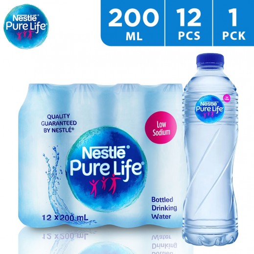 Nestle Pure Life Low Sodium Drinking Water 12 x 200 ml - delivered by Taw9eel Fast
