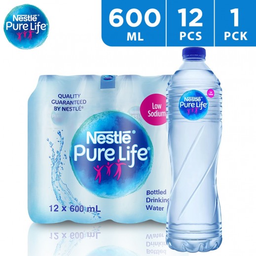 Nestle Pure Life Low Sodium Drinking Water 12 x 600 ml - delivered by Taw9eel Fast