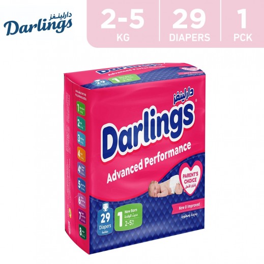 Darlings Advanced Stage 1 (2-5 Kg) New Born 29 Diapers - delivered by Taw9eel Fast