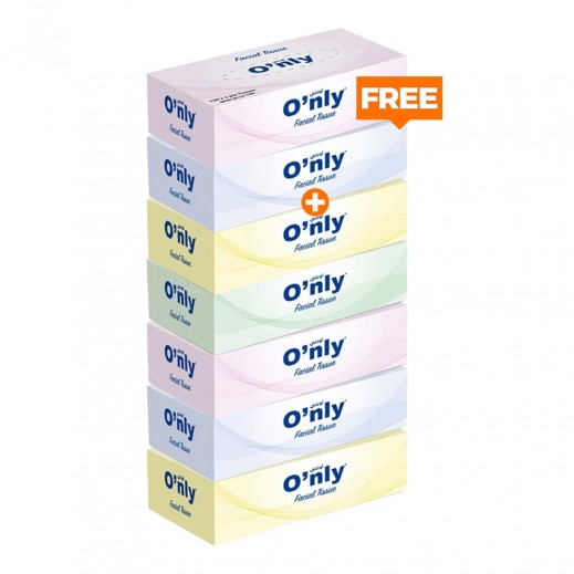 O’nly 2 Ply Facial Tissues 150 Sheets 5 + 2 Free - delivered by Taw9eel Fast
