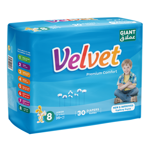 Velvet Comfort Diapers Stage 8 Junior 35+kg - 30 Diapers