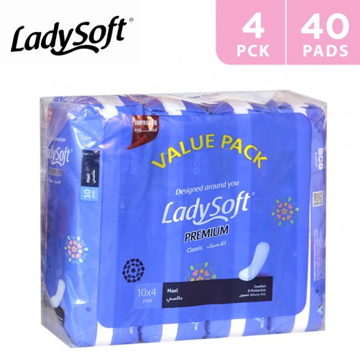 Ladysoft Premium Classic Maxi Pads 10 x 4 Pads - delivered by Taw9eel Fast