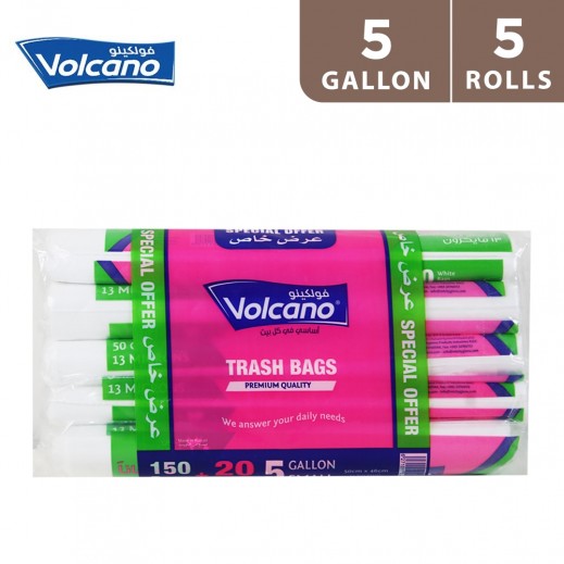 Volcano Trash Bag 5 Gallon - 5 Rolls - delivered by Taw9eel Fast