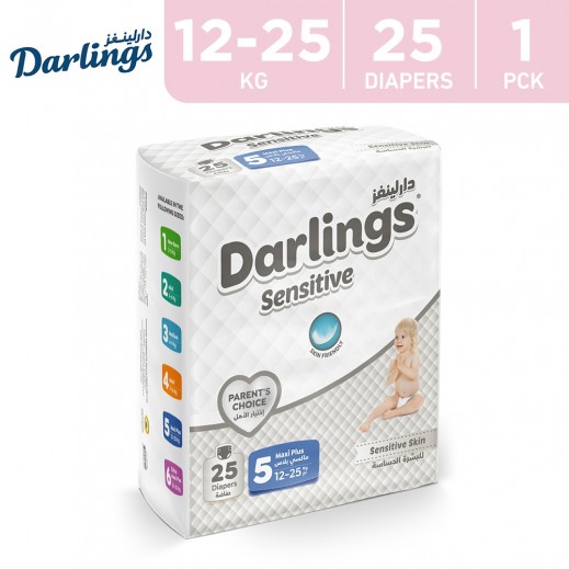 Darlings Sensitive Diapers Stage 5 Maxi Plus (12-25 kg) - 25 Diapers - delivered by Taw9eel Fast