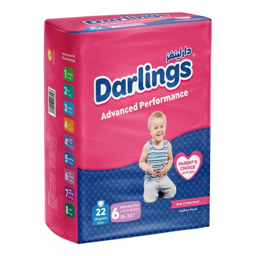 Darlings Advanced Diapers Extra Maxi Plus Stage 6 From 18 To 30 Kg - 22 Diapers - delivered by Taw9eel Fast