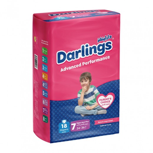 Darlings Advanced Diapers Super Maxi Plus Stage 7 From 24 To 36 Kg - 18 Diapers - delivered by Taw9eel Fast