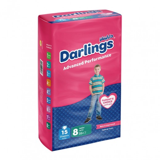 Darlings Advanced Diapers Junior 8 From 35+ Kg - 15 Diapers - delivered by Taw9eel Fast