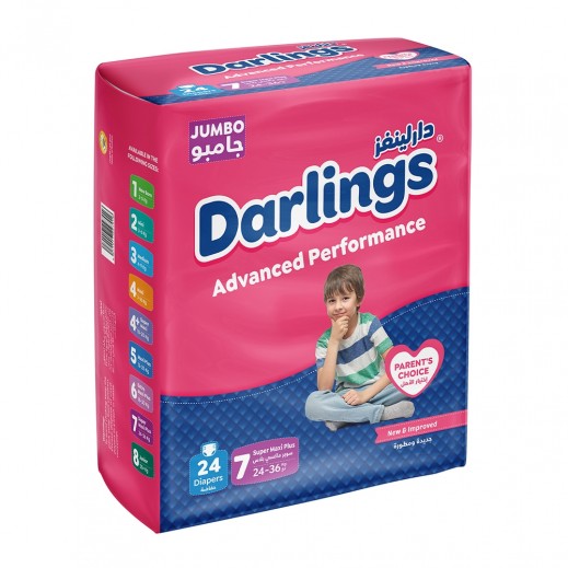 Darlings Advanced Diapers Super Maxi Plus 7 From 24 To 36 Kg - 24 Diapers - delivered by Taw9eel Fast