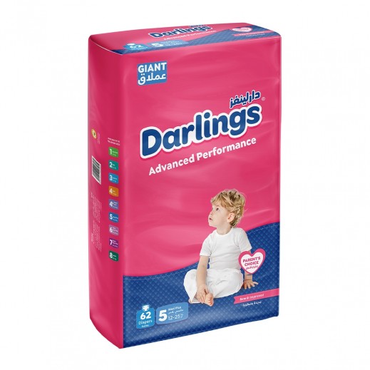 Darlings Advanced Diapers Maxi Plus Stage 5 From 12 To 25 Kg - 62 Diapers - delivered by Taw9eel Fast