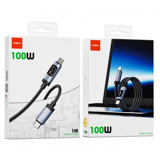 100W Type C to Type C LED Digital Display Fast Charging Cable by Moxom - delivered by Taw9eel Fast