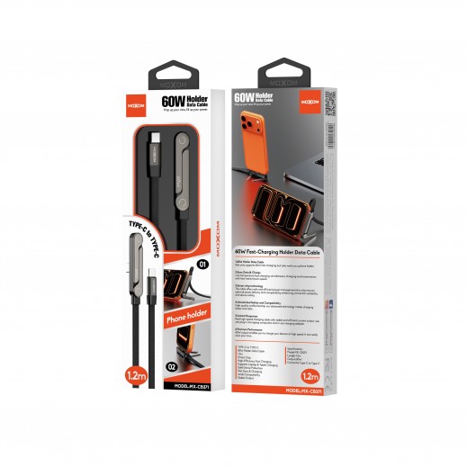 60W Type-C to Type-C Fast Charging Cable by Moxom - delivered by Taw9eel Fast