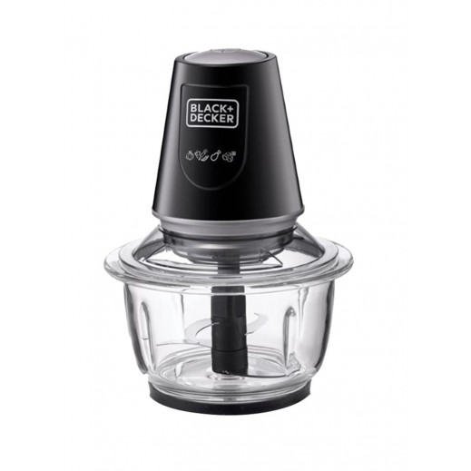 Black + Decker 400W Quad Blade Glass Bowl Chopper 1.2L - Black