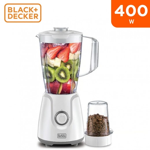 Black + Decker Blender with Grinder Mill 400W - White - delivered by Taw9eel Fast