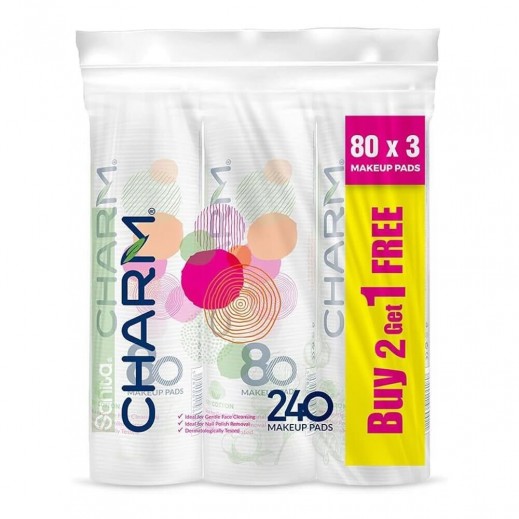 Sanita Charm Makeup Round Pads 80 Pieces 2 + 1 Free - delivered by Taw9eel Fast