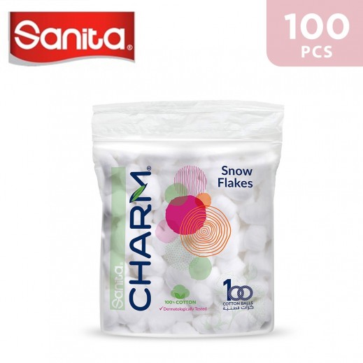 Sanita Charm 100% Cotton Balls - 100 Balls - delivered by Taw9eel Fast