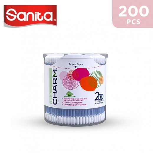 Sanita Charm 100% Cotton Buds - 200 Buds - delivered by Taw9eel Fast