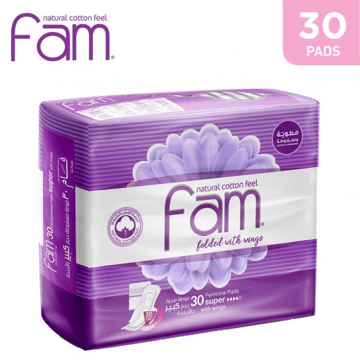 Fam Feminine Super Pads With Wings 30 Pieces - delivered by Taw9eel Fast
