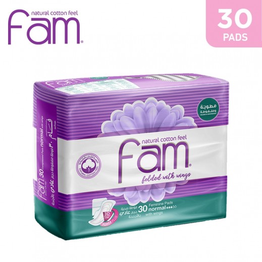 Fam Feminine Normal Pads With Wings 30 Pieces - delivered by Taw9eel Fast