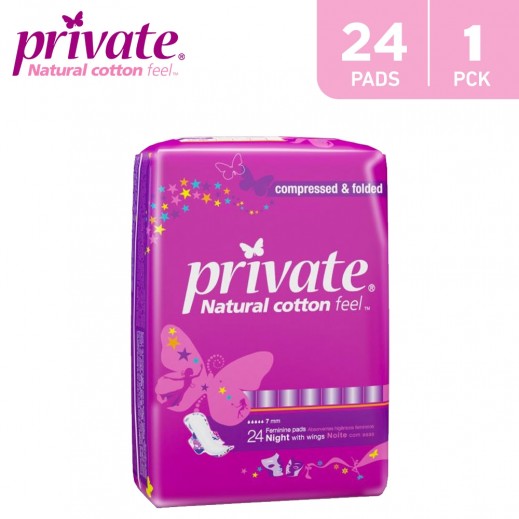 Private Sanitary Maxi Night Pads - 24 Pads - delivered by Taw9eel Fast