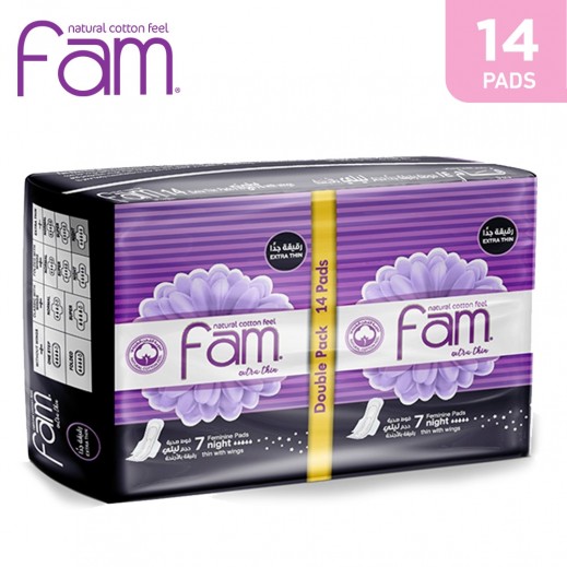 Sanitary Pads Fam Extra Thin Night 14 pads - delivered by Taw9eel Fast