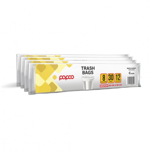 Papco Medium 8 Gallon Trash Bags 4 x 30 Bags - delivered by Taw9eel Fast