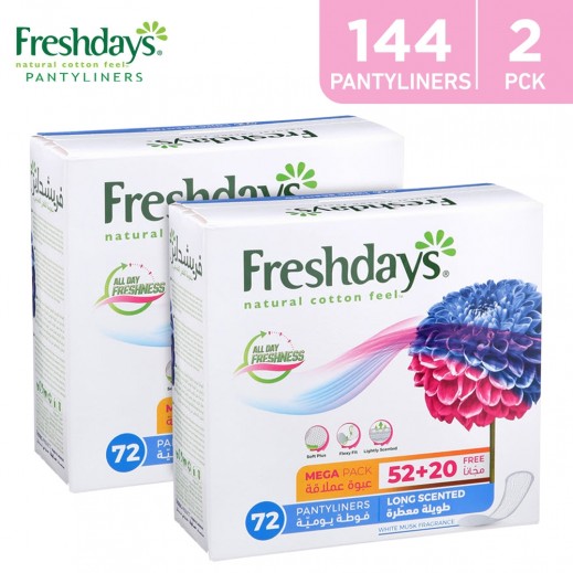 Freshdays Long Scented Mega Pack Pantyliner 2 x (52 + 20 Pieces)