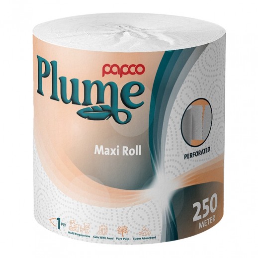 Papco Plume Perforated 1 Ply Maxi Roll 250 m - delivered by Taw9eel Fast