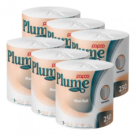 Papco Plume Perforated 1 Ply Maxi Roll 6 x 250 m 