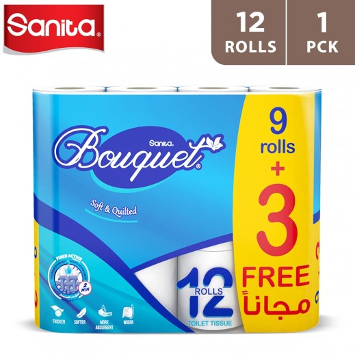 Sanita Bouquet Toilet Paper 200 Sheets - 9 + 3 Rolls - delivered by Taw9eel Fast