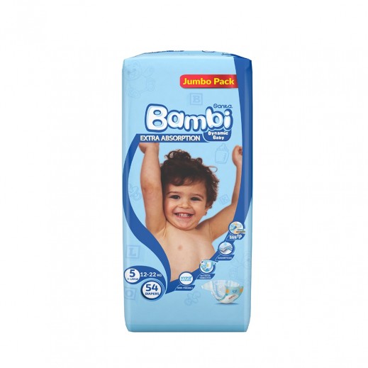 Sanita Bambi Baby Diapers Stage 5 XLarge ( 12-22 kg) - 54 Diapers - delivered by Taw9eel Fast