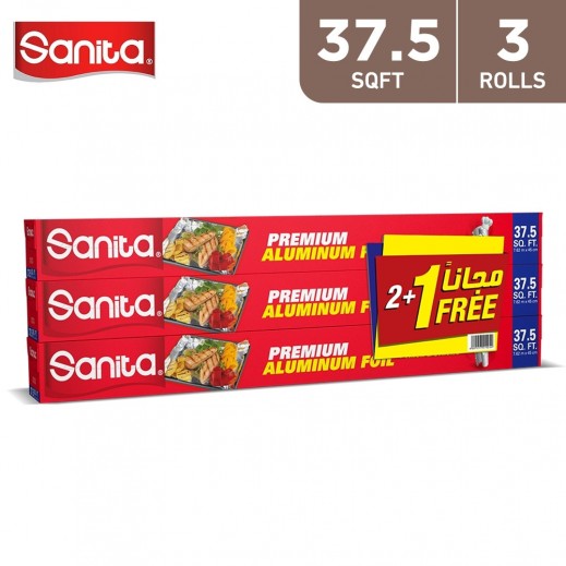 Sanita Aluminum Foil 37.5 SQFT - 3 Rolls - delivered by Taw9eel Fast