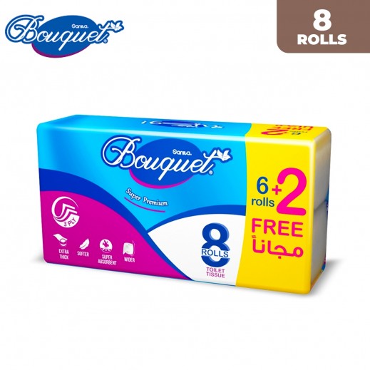 Sanita Bouquet Toilet Paper 3 PLY 6 + 2 Free Roll - delivered by Taw9eel Fast