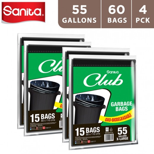 Sanita Club Garbage Bags 55 Gallons - 4 × 15 Bags