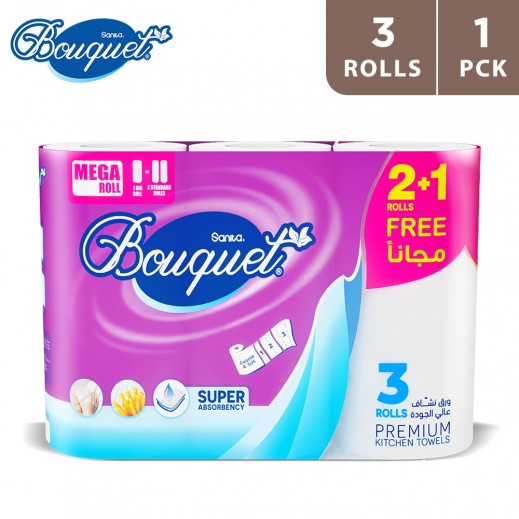 Sanita Bouquet Kitchen Towel 180 sheets - 2+1 Free Rolls - delivered by Taw9eel Fast