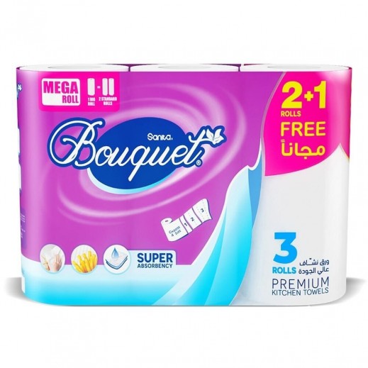 Sanita Bouquet Premium Kitchen Towel Roll 180 Sheets 2 + 1 Free - delivered by Taw9eel Fast