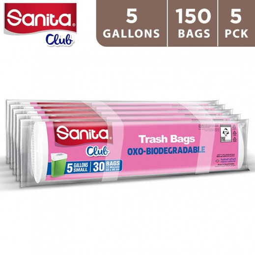 Sanita Club Trash Bag 5 Gallons  (5 X 30 pieces) - delivered by Taw9eel Fast