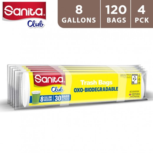 Sanita Club Trash Bag 8 Gallons (4 X 30 pieces) - delivered by Taw9eel Fast
