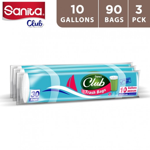 Sanita Club Trash Bag 10 Gallons (3 X 30 pieces) - delivered by Taw9eel Fast